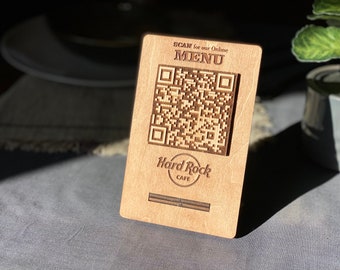 QR-Code-Menü, QR-Code-Menü-Schild, QR-Cod-Holzschild