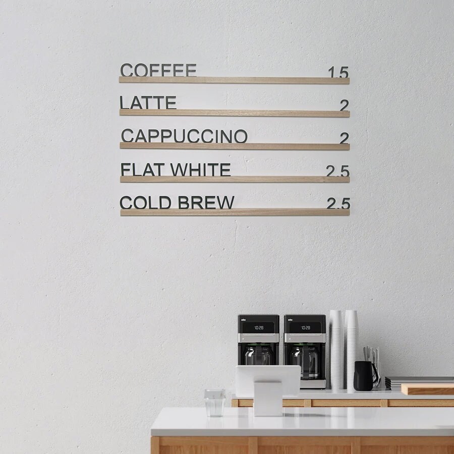 Changeable Wall Mounted Menu Rails, Wooden Cafe Wall Menu, Changeable Menu Rails, Custom Letter Board, Bar Menu