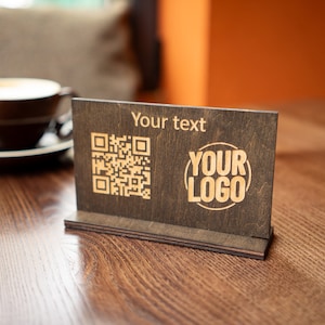 Menu QR code, enseigne de menu QR code, enseigne QR code en bois