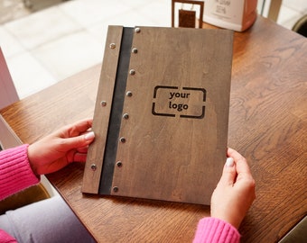 Menú de restaurante de madera, Cubierta de menú de tamaño personalizado, Cubierta de menú grabada, Menú de restaurante personalizado, Carpeta de menú de madera