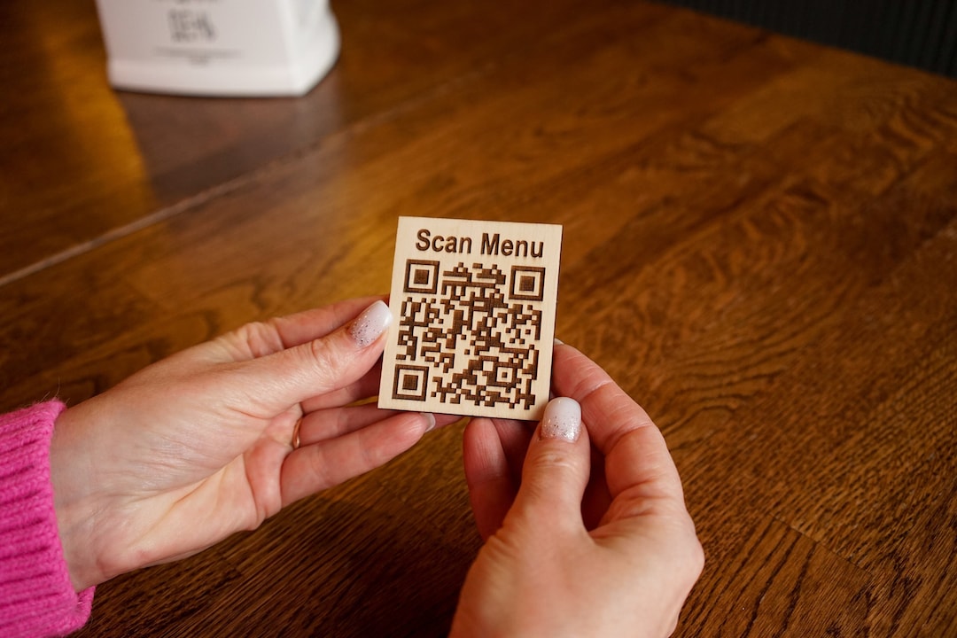 Wooden Qr Code Sign With Your Custom Text, Qr Code Touchless Menu, QR ...