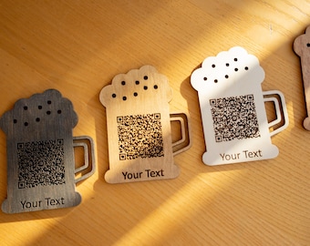 Letrero de menú con código QR de madera personalizado, placa de mesa con logotipo, escaneo para pago, wifi y visualización de código QR para sitio web
