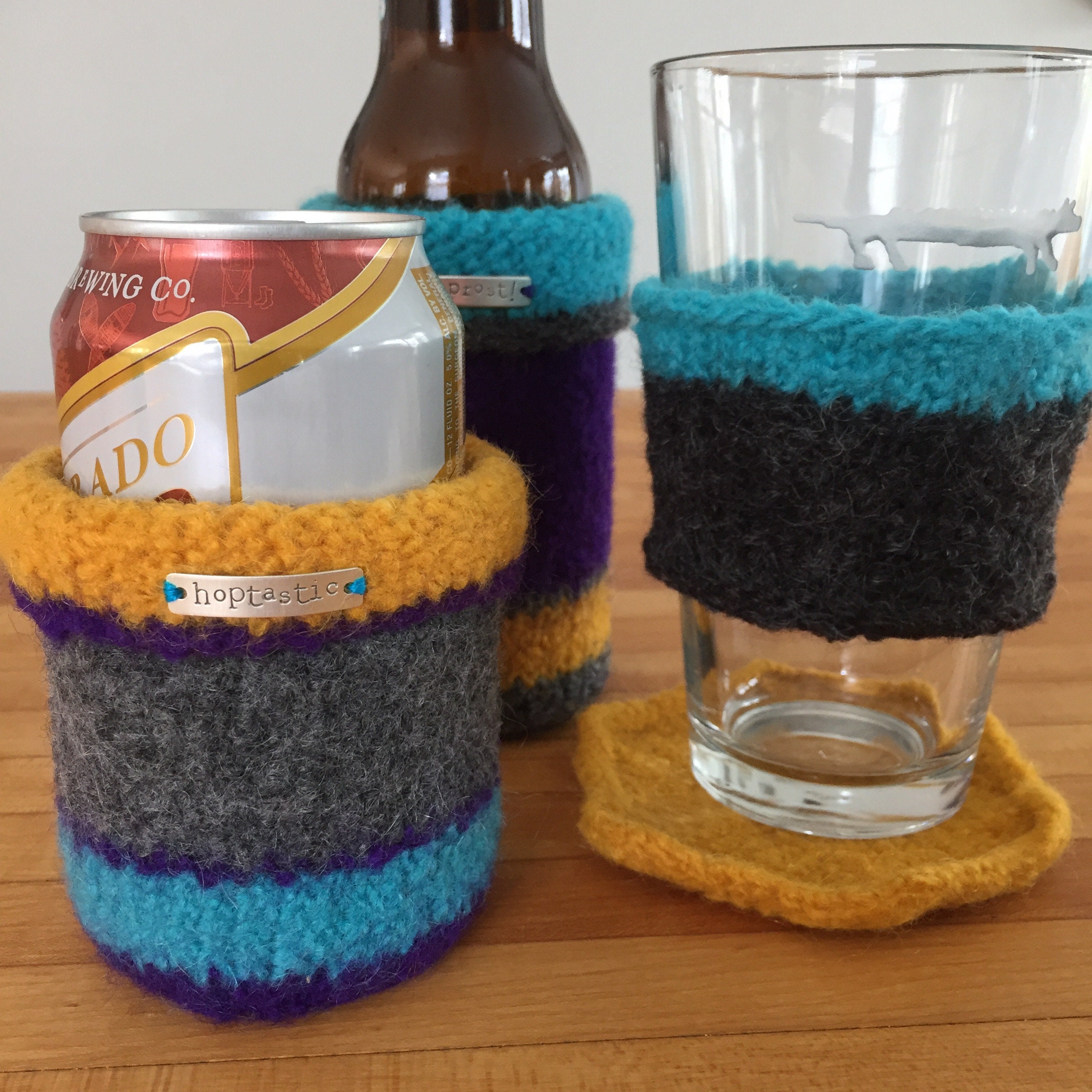 wool beer koozie