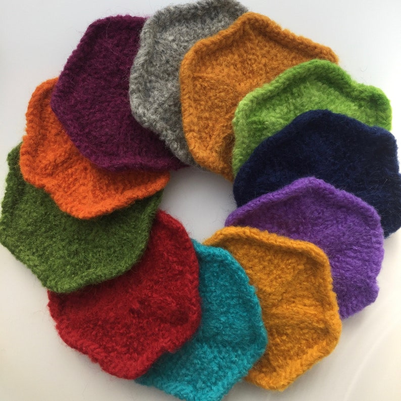 Handknit Felted Wool Coastersset of 4 Etsy