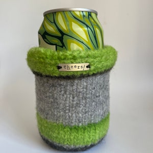 Felted Wool Can/Squat Bottle Coozie - Cheers!