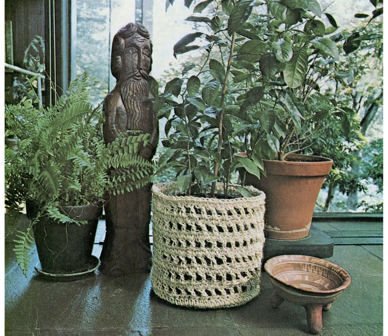 Instant PDF Download Vintage Planter Basket Crochet Pattern