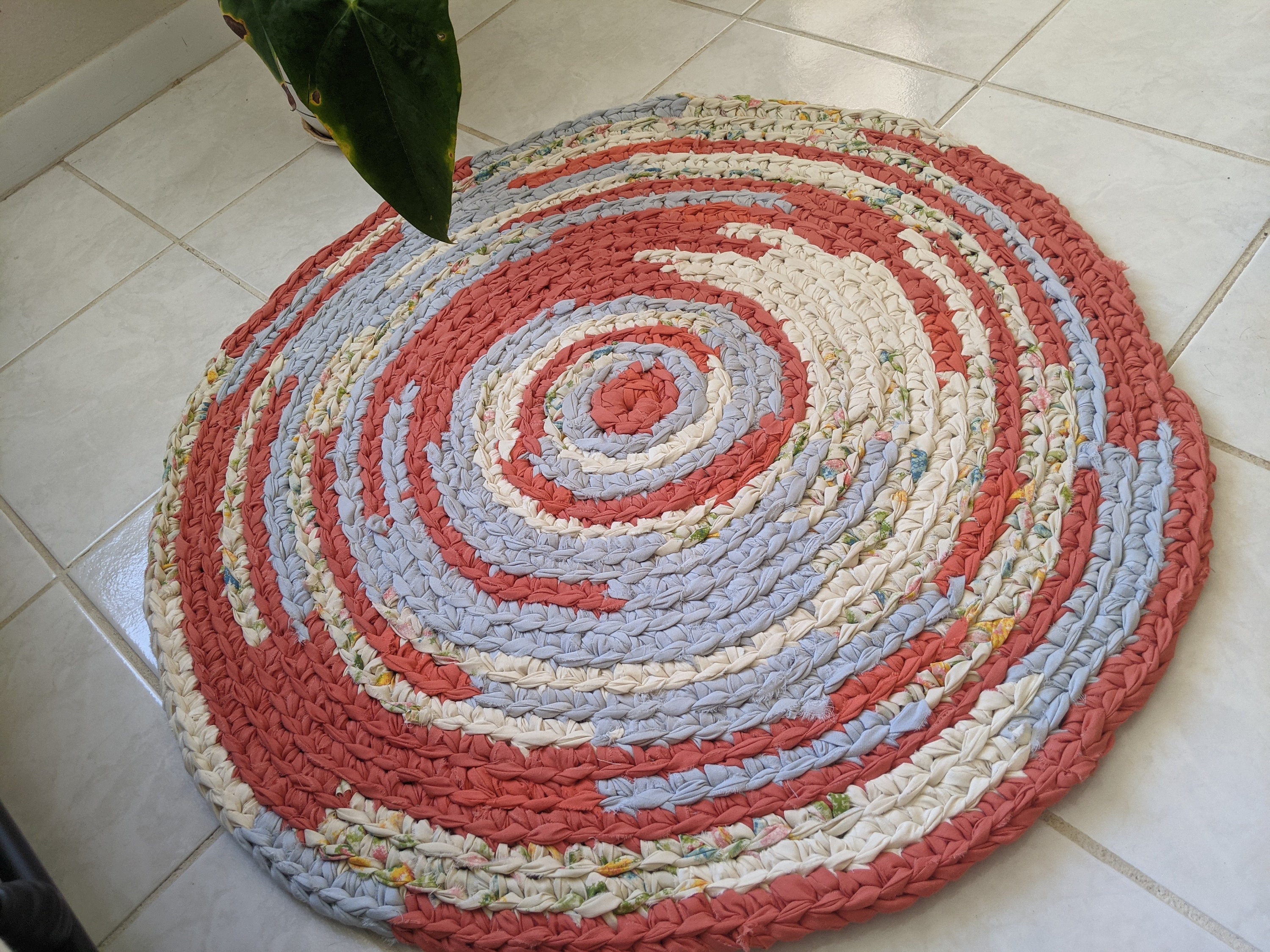 33 Hand Crocheted Rag Rug Orange Cream Swirl - Etsy