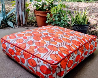 Orange Poppy with Patchwork Denim Dog Bed Duvet