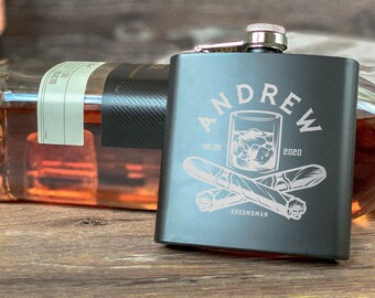 Edelweiss L 6oz Hip Flask Personalised Flower Gift Boxed FREE ENGRAVING Edelweiss L 6oz Hip Flask Personalised Flower Gift Boxed FREE ENGRAVING