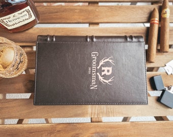 Book Style Cigar Case, Mens Gift, Personalized Humidor, Fathers Day Gift, Christmas Gift For Him, Cigar Travel Case, Cigar Box Humidor Gift