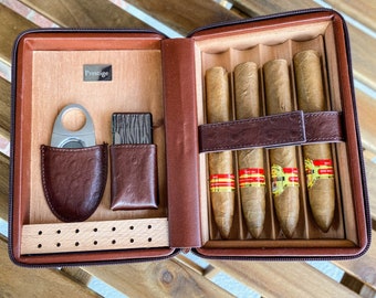 Custom Name Cigar Case, Personalized Groomsmen Gift, Cigar Holder, Cigar Box Set, Mens Gift, Christmas Gift, Annvirsary Gift, Gift For Him