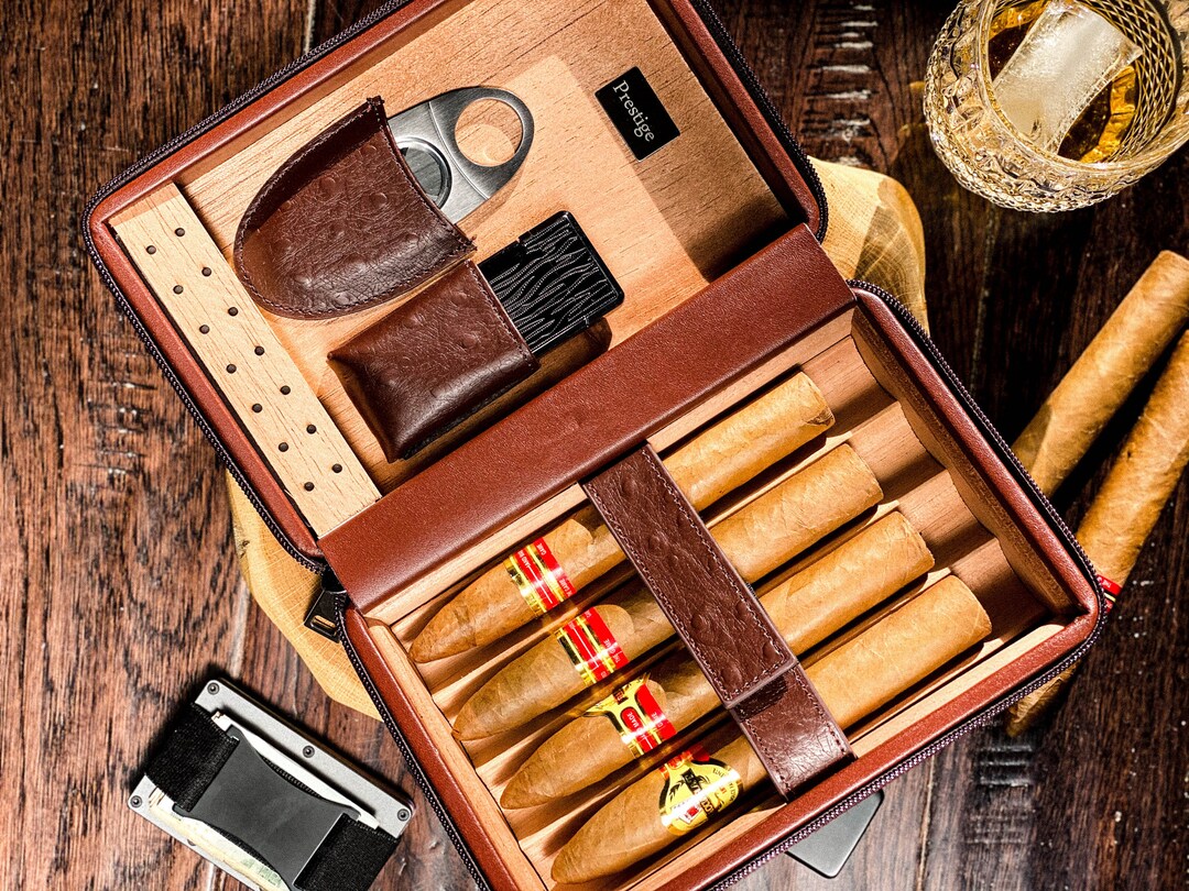 Personalized Cigar Set, Gift for Men, Husband Cigar Case, Engraved Gift