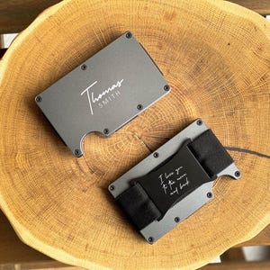 Billetera personalizada, billetera para tarjetas personalizada, regalo para padrinos de boda, regalo de Navidad para hombres, tarjetero de metal, billetera clásica, regalos de cumpleaños, billeteras