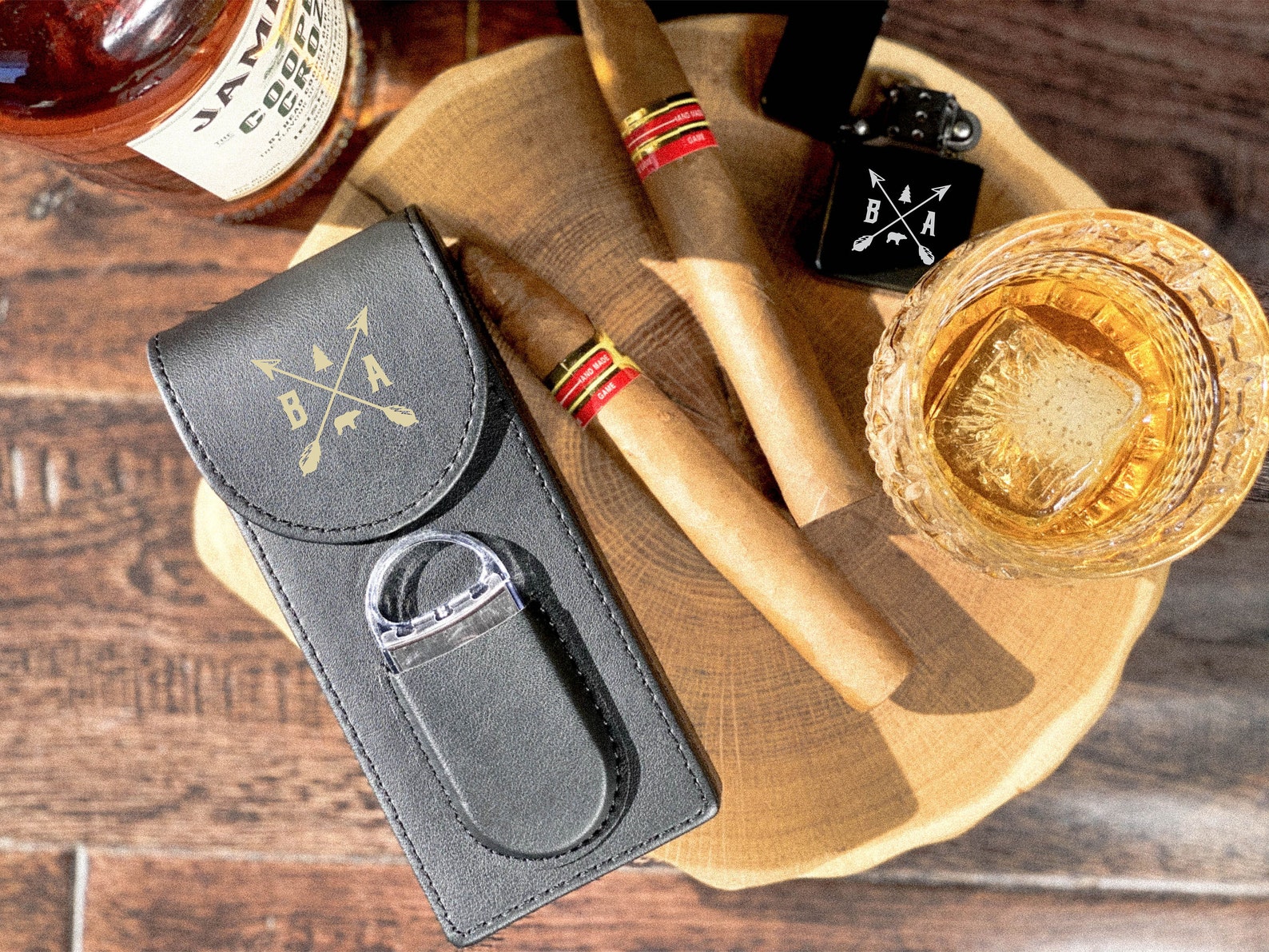 Personalized Leather Cigar Travel Case Cigar Gift Groomsmen Etsy