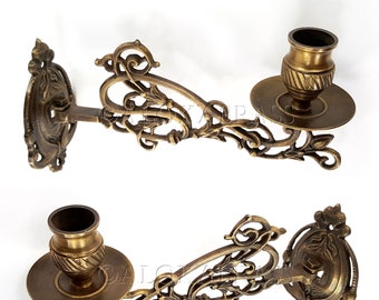 2 heavy brass pieces Rotating Piano Candle Sconce Wall Mount Candle Holder Solid Brass Antique Victorian Style Pair