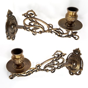 2 heavy brass pieces Rotating Piano Candle Sconce Wall Mount Candle Holder Solid Brass Antique Victorian Style Pair Antique Brass