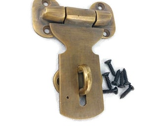 Solid brass heavy strong Small 8 cm Brass Hasp Staple Latch Catch Old Style House Door Lock Trunk Padlock 3" inch chest BOX
