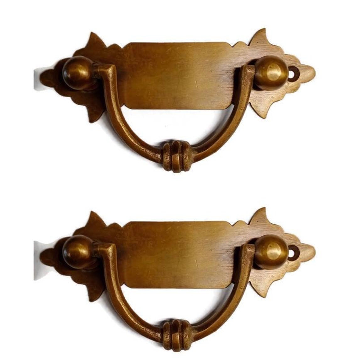 2 brass small heavy Box Handle 11.2 cm Wide Solid Brass Pulls Etsy