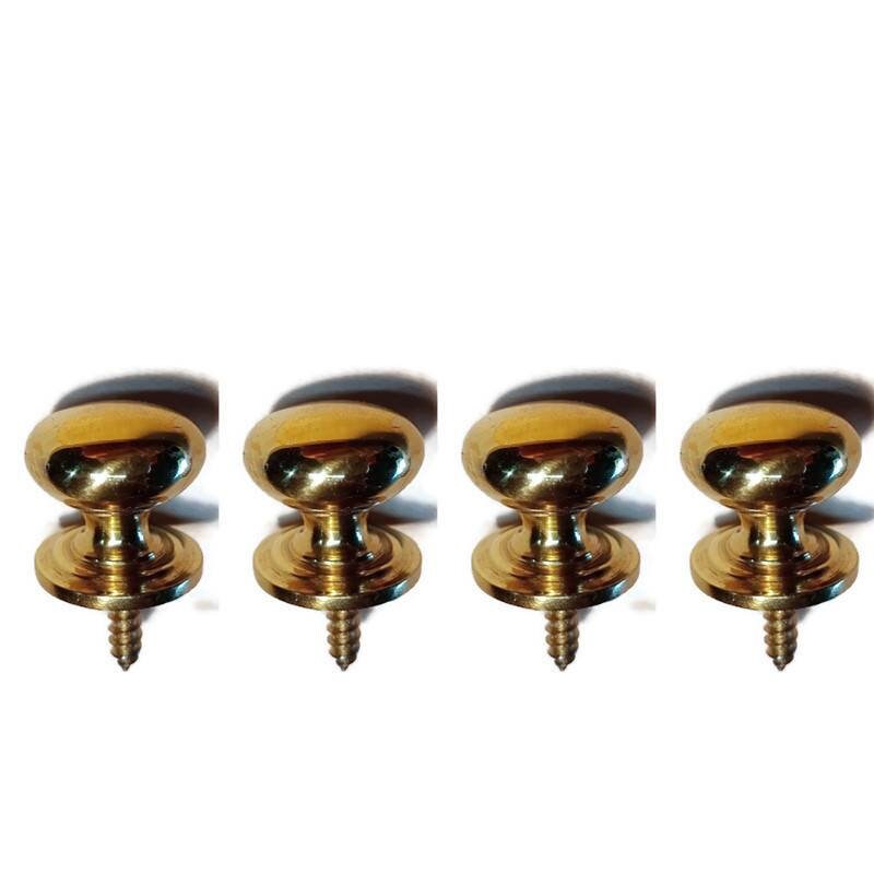 4 Solid Brass Small Knobs Handle Screw Fix Kitchen Etsy