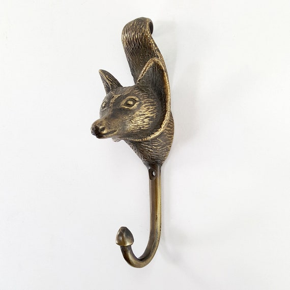 Brass Small FOX Hook 4.1/2 Fox Head Shape Knobs With Tail All
