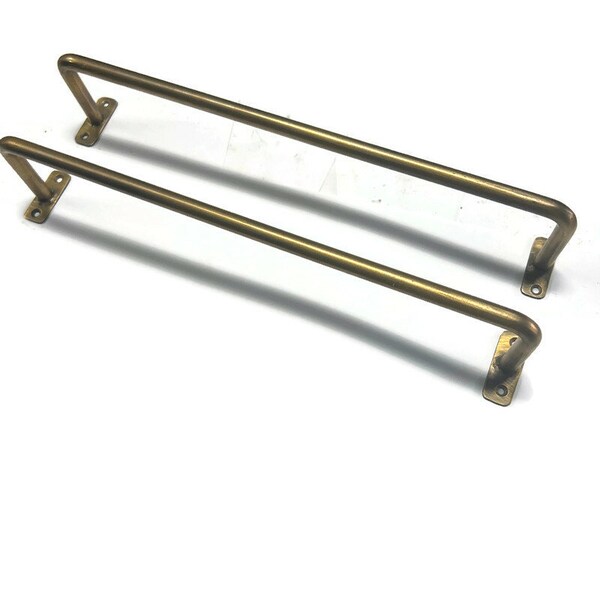 2 face fixing 12” inch long solid brass hand towel rail rod old Style 30cm frount Wall Mounted Hand Cast bathroom polished aged grab VI