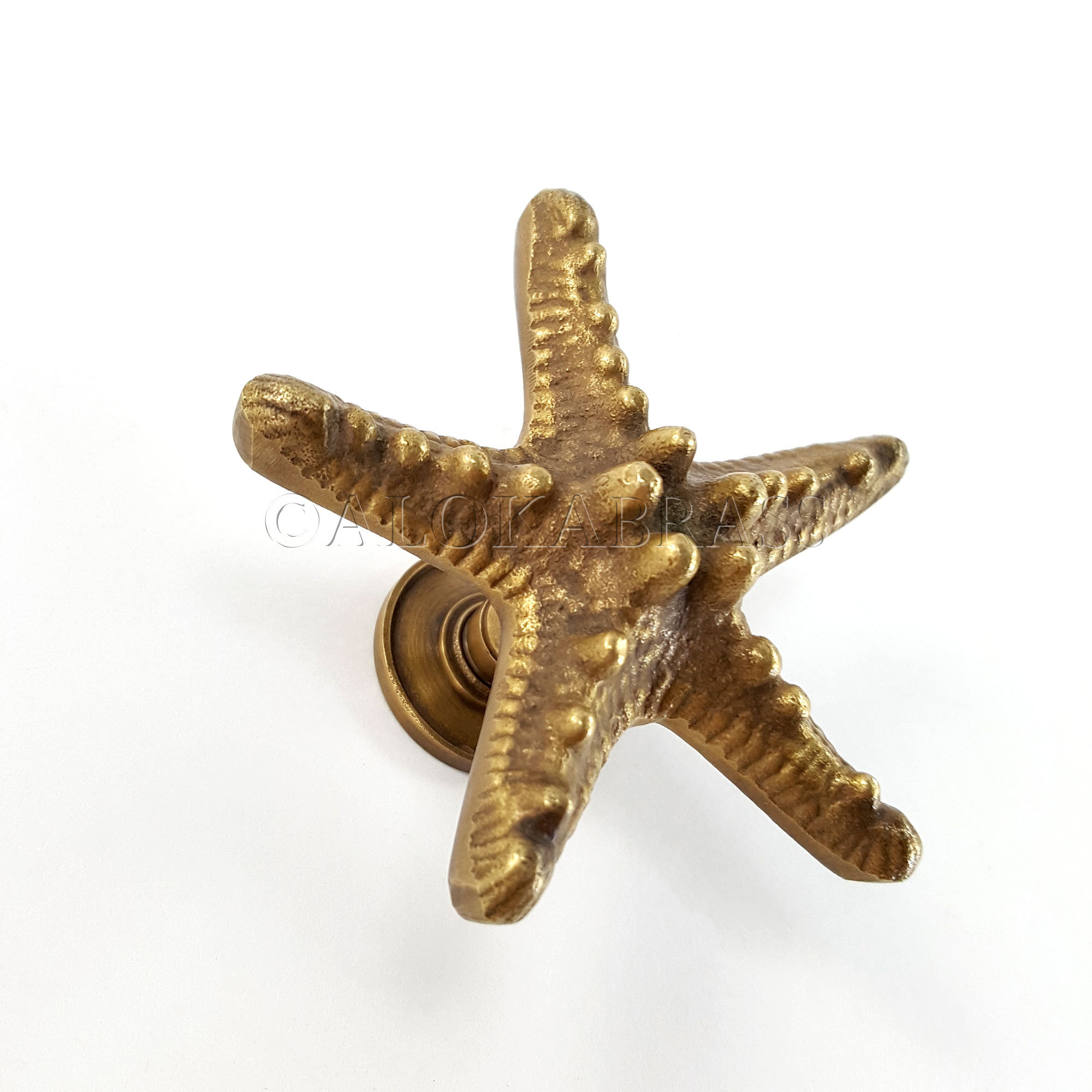 8 solid brass Star Fish Solid Brass 7 cm Knobs Drawers Cabinet Vintage Style Sea Side Knob 2.34 inch many finishes
