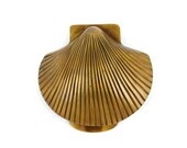 Solid brass large Scallop shape banger Cast solid heavy rustic 5.1 2 quot inch long aged Door Knocker 14 cm heavy front banger Ilya shell