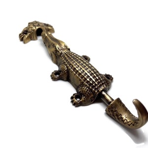 Amazing crocodile solid brass small 6.1/4" inch long Heavy Slide Bolt Old Style Door Cabinet 16 cm hand made rustic window alligator