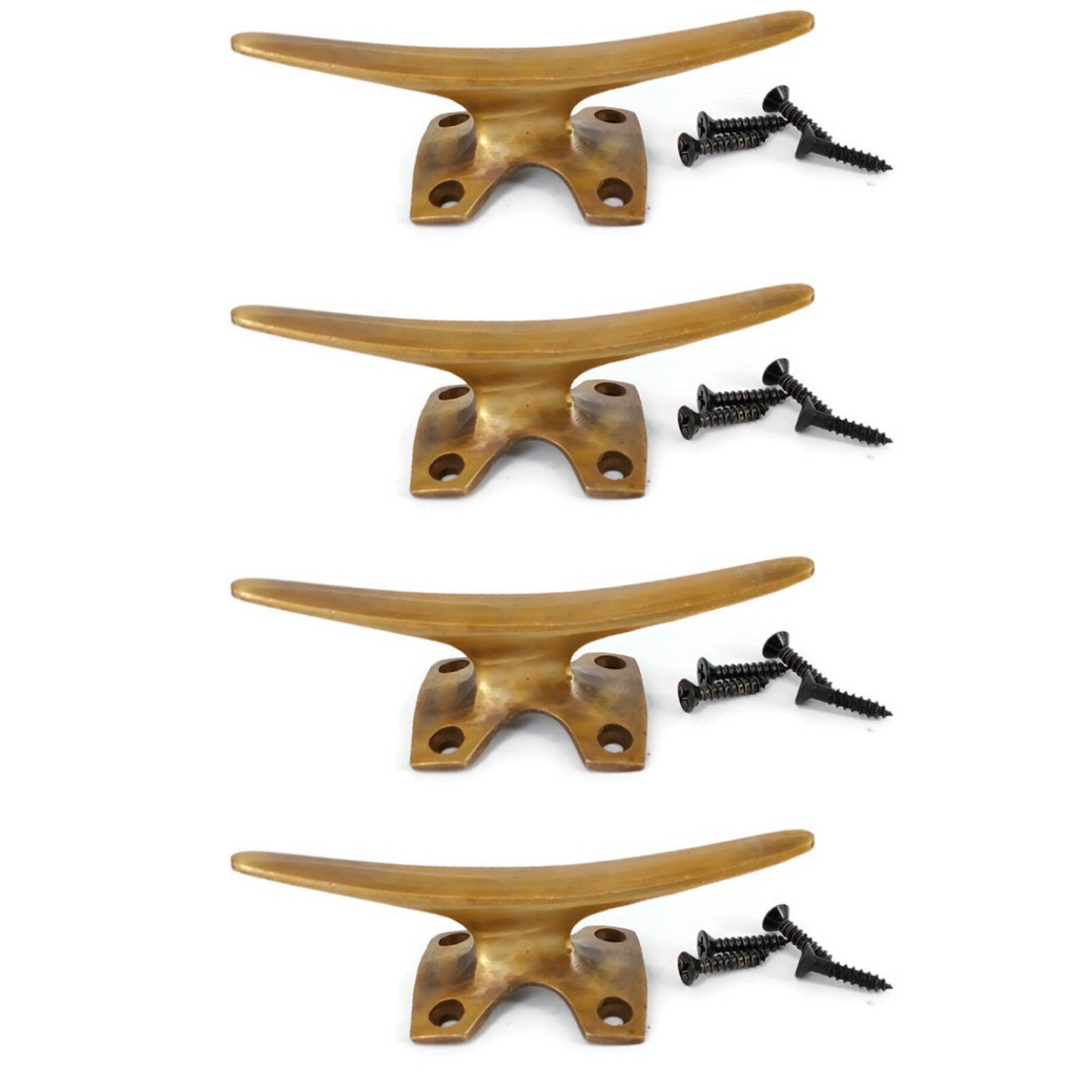 4 Brass Small 9 Cm Boat Ship Cleats Tie Down Rope Solid Heavy Etsy UK