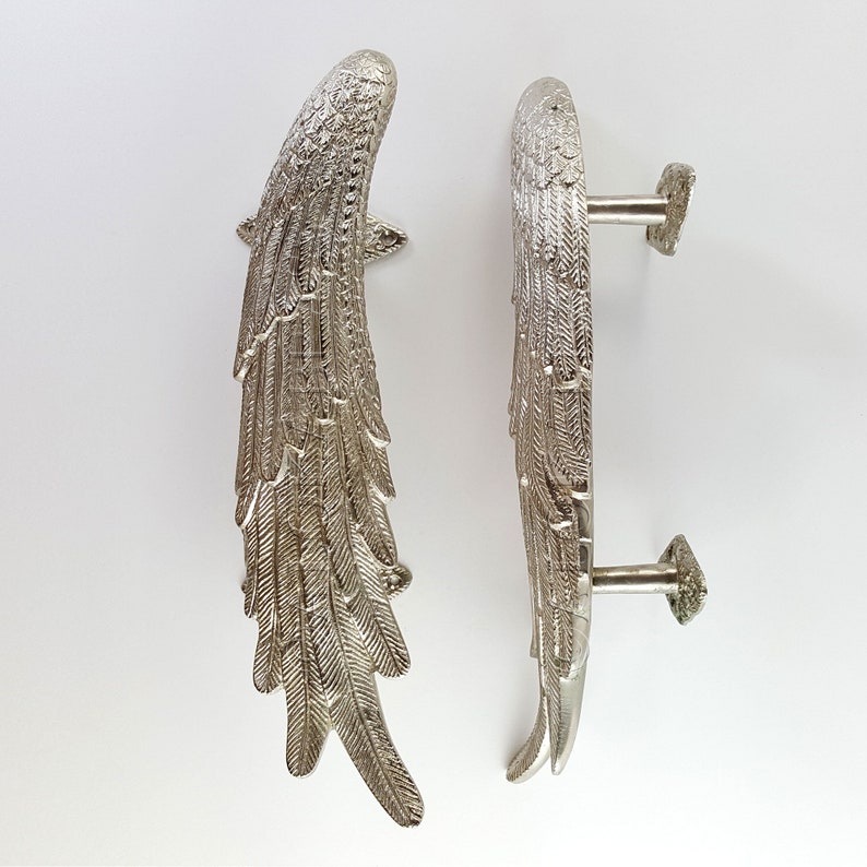 2 cast brass very heavy Angel Wings Solid Brass Door Handle Etsy