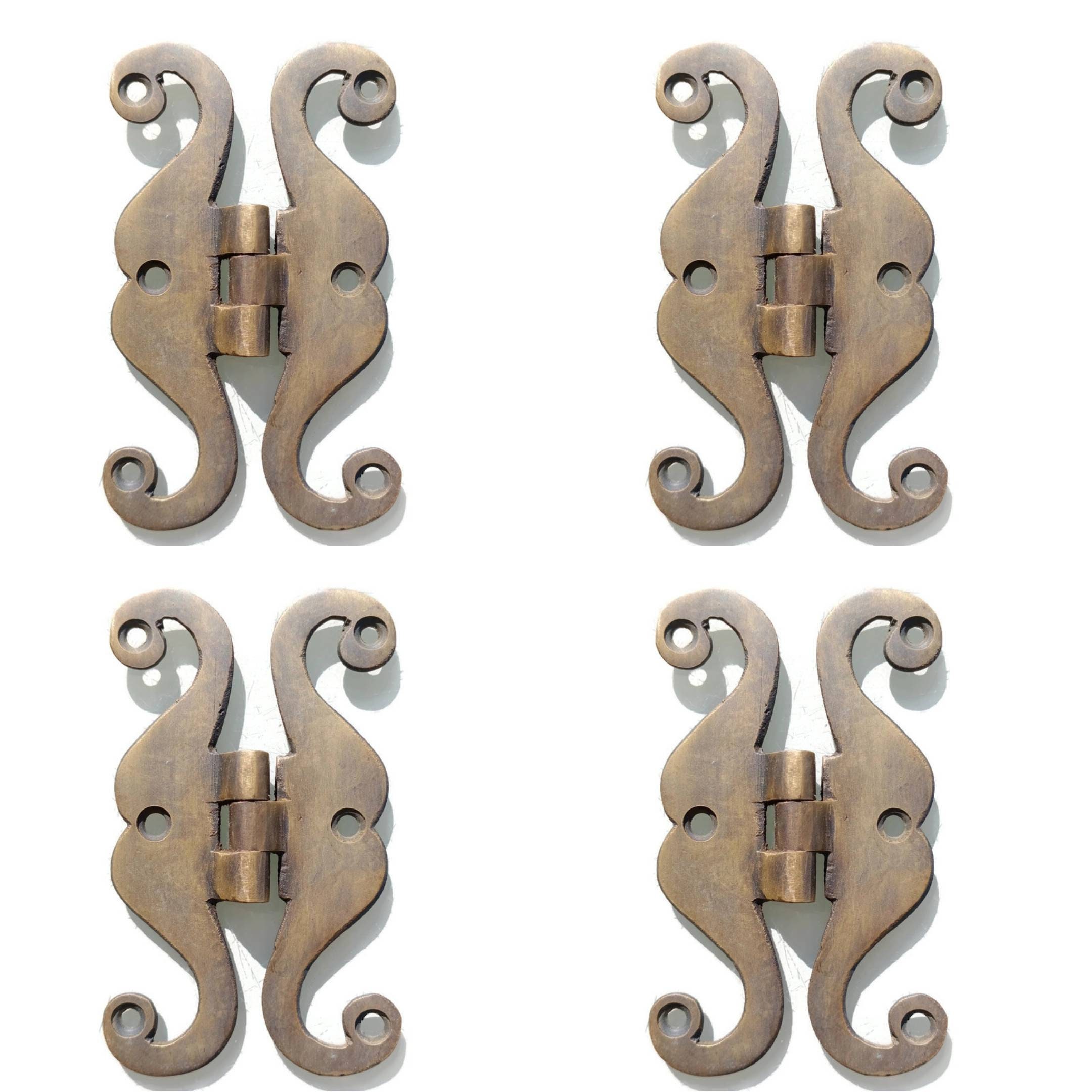 4 small OFFSET hinges vintage aged style solid Brass DOOR heavy cabinets 4 small OFFSET hinges vintage aged style solid Brass DOOR heavy cabinets