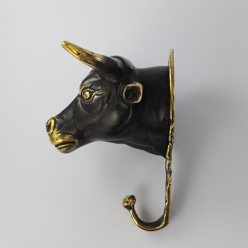 Brass Large 6 Inch 15cm Cow Steer Bull Head Hook Pull Etsy