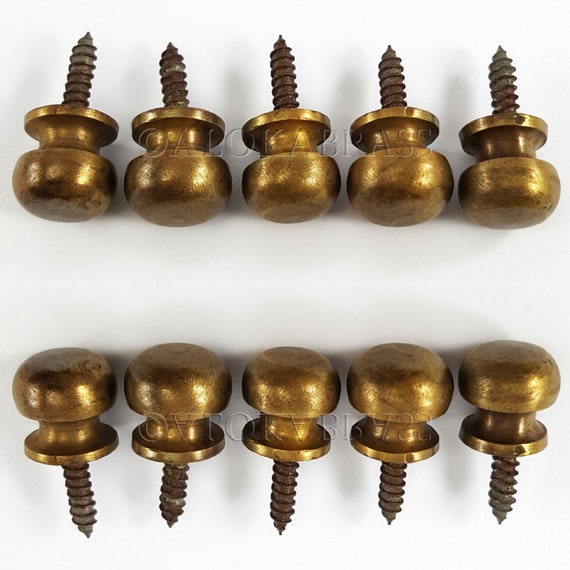 10 Tiny 1/2 inch Round Knob solid Brass 13mm Knobs Small Etsy