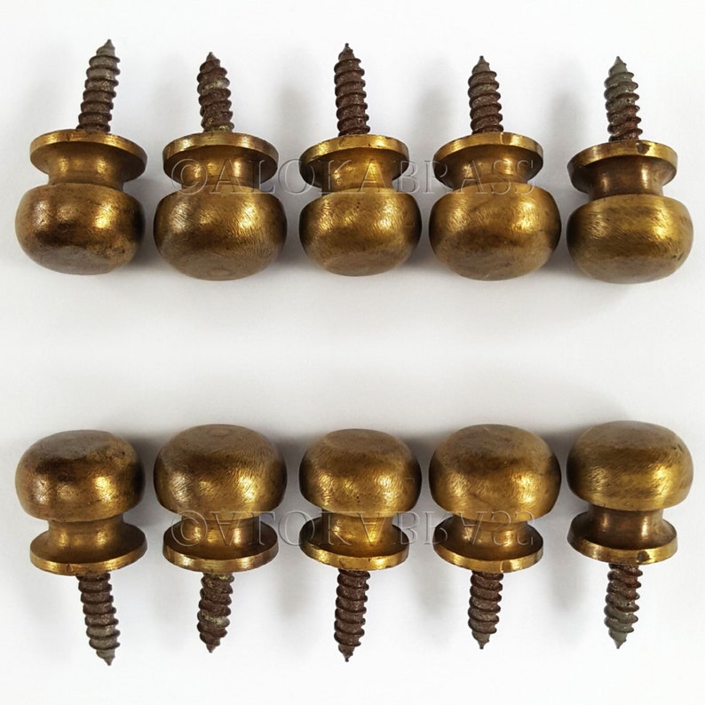 10 Tiny 1/2 inch Round Knob solid Brass 13mm Knobs Small Etsy