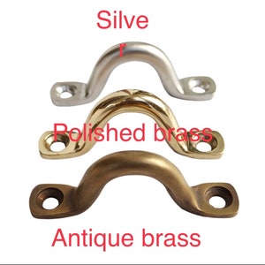 4 CLEAT LOOPS small solid brass 2.1/2 inch Hand Cast 6.5cm Rope Solid Heavy Brass Hooks Jetty Boat Strong Hooks cleats hand made image 3