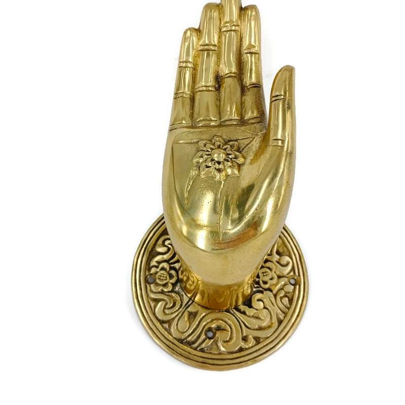 Beautiful Buddha Open Hand shape Lotus flower on palm Handles | Etsy
