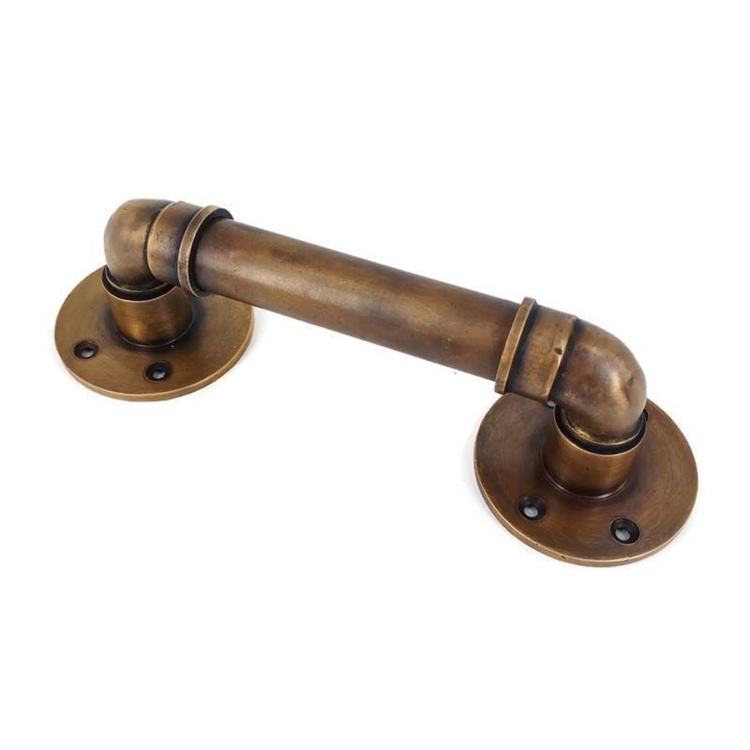 Rustic Rural Brass Pipe Design Door Handle 8.1/4 Inch Etsy