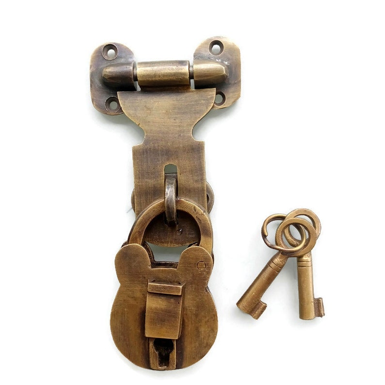 Small padlock small hasp 2 keys heavy strong 8 cm Brass Etsy