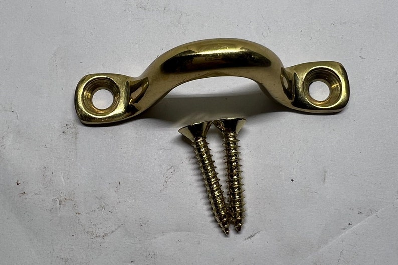 4 CLEAT LOOPS small solid brass 2.1/2 inch Hand Cast 6.5cm Rope Solid Heavy Brass Hooks Jetty Boat Strong Hooks cleats hand made Polished Brass
