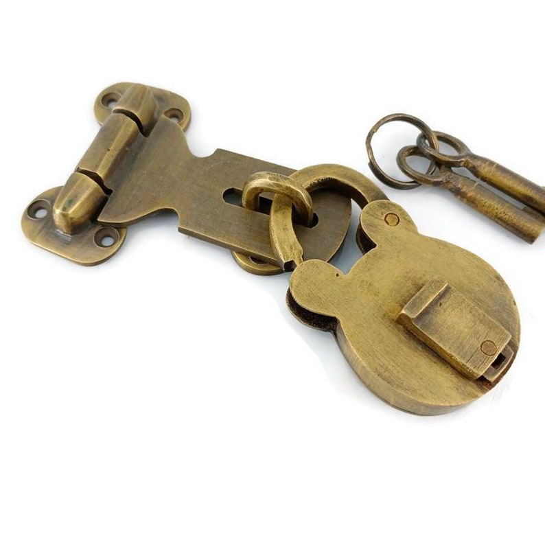 Small padlock small hasp 2 keys heavy strong 8 cm Brass Etsy