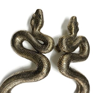 Pair Massive Brass 23.1/2 Inch Rustic Hand Made Large Grab Mojo Python ...