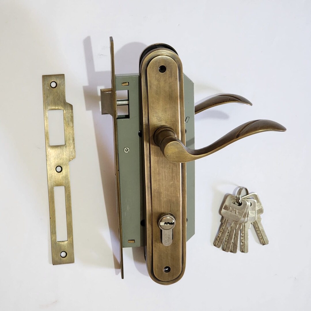 Large French Style Large Mortise Lock & Lever Handles Solid Brass Door