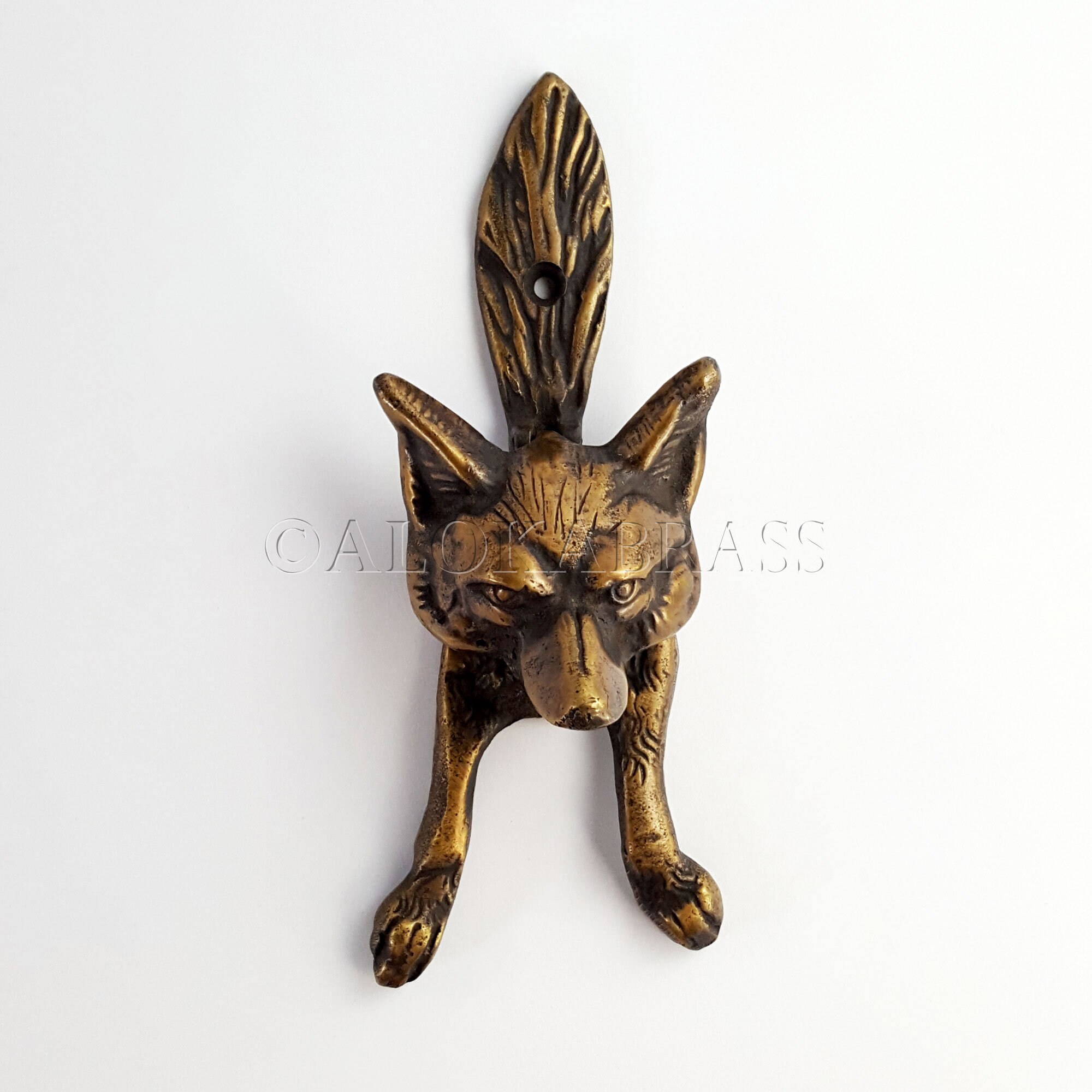 Brass Small Fox Door Knocker 15 cm Old Style Heavy Solid Brass Etsy