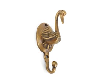 solid Brass Small cute swan bird shape hook 11 cm Solid heavy Brass Kitchen Antique Style 5" inches many finishes available