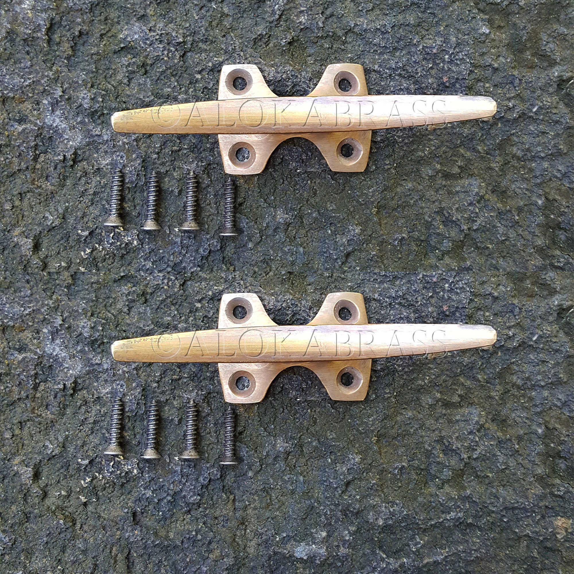 4 Brass Small 9 Cm Boat Ship Cleats Tie Down Rope Solid Heavy Etsy UK