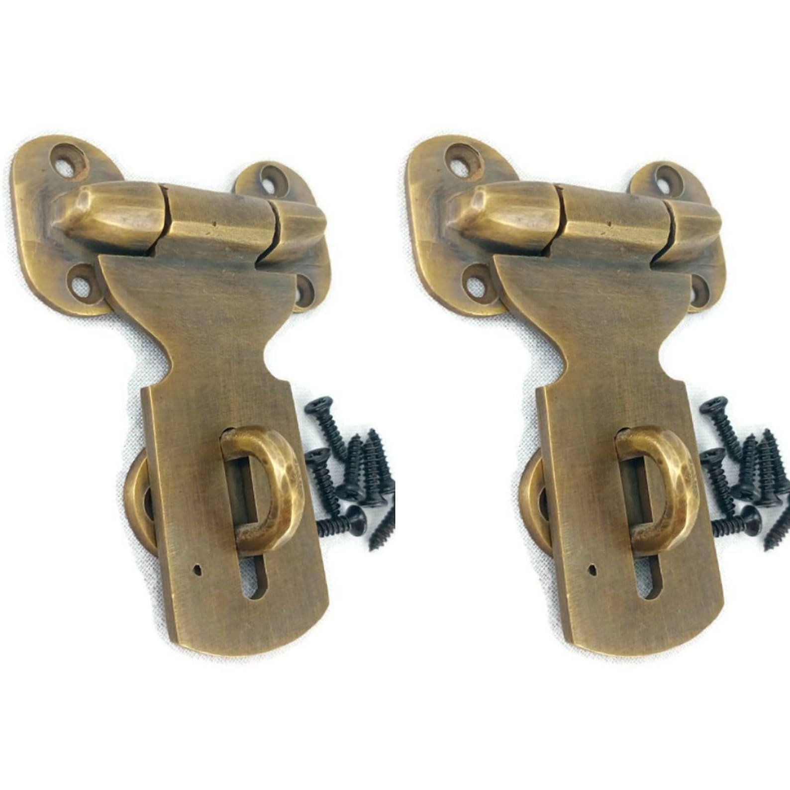 4 heavy strong Very Small 8 cm Brass Hasp Staple Latch Catch Etsy