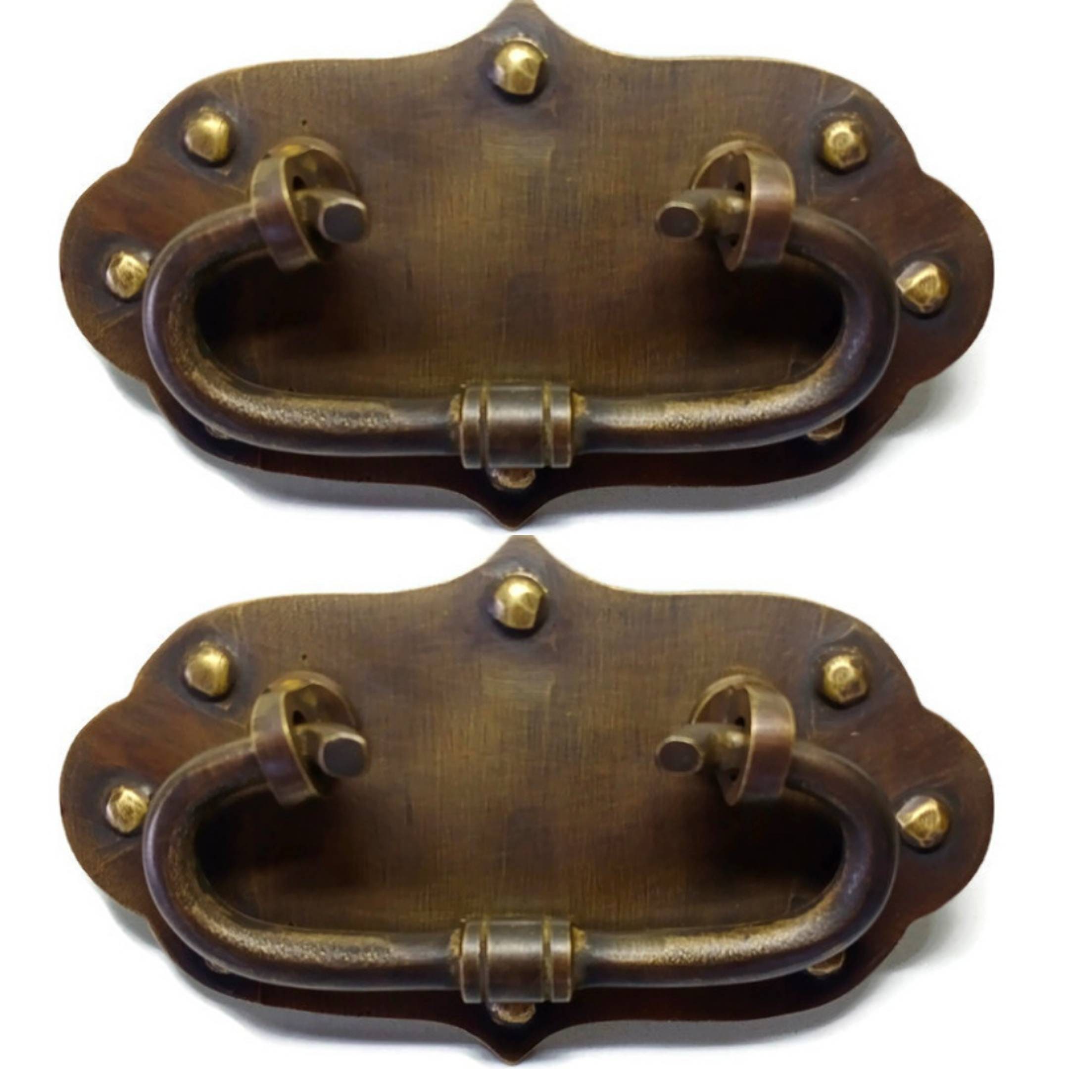 2 Medium Box Handle heavy 13.5 cm 7.5 cm Wide Solid Brass Etsy