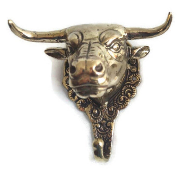 Brass Large 6 Inch 15cm Cow Steer Bull Head Hook Pull Etsy