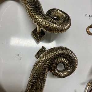 Pair Massive Brass 23.1/2 Inch Rustic Hand Made Large Grab Mojo Python ...