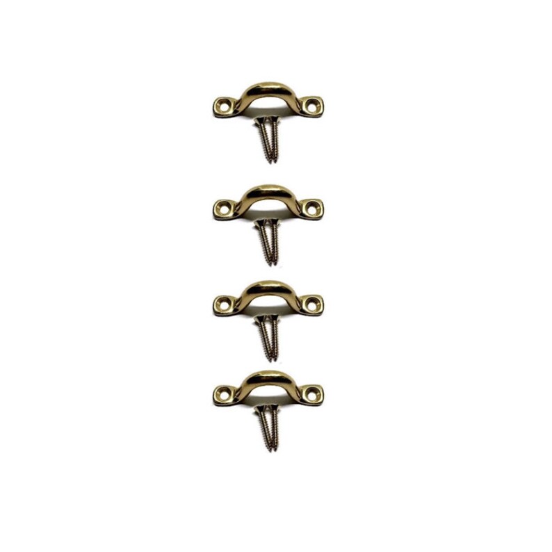 4 CLEAT LOOPS small solid brass 2.1/2 inch Hand Cast 6.5cm Rope Solid Heavy Brass Hooks Jetty Boat Strong Hooks cleats hand made image 2